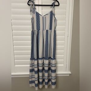 SHEIN White & Blue Patterns Dress